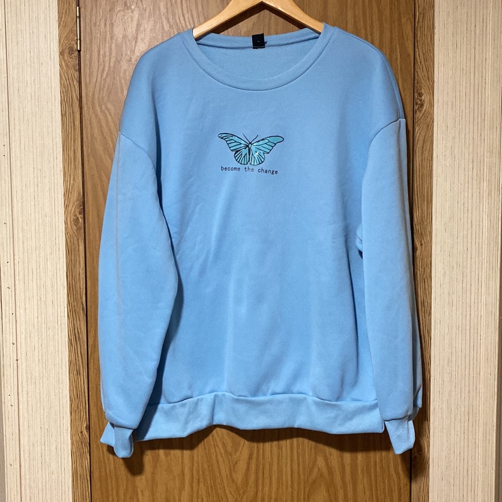 Blue Butterfly Embroidered Women's Sweater